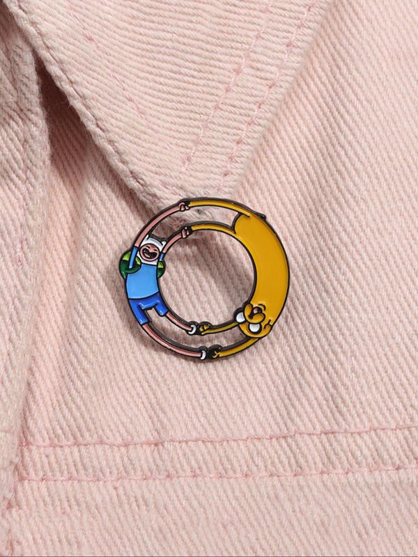 Cartoon Yellow Dog and Man Design Brooch, Cute Cartoon Enamel Pin Suitable for Backpacks, Jeans, Scarves, Hats Decoration, Trendy Exquisite Brooch for Birthday Gift