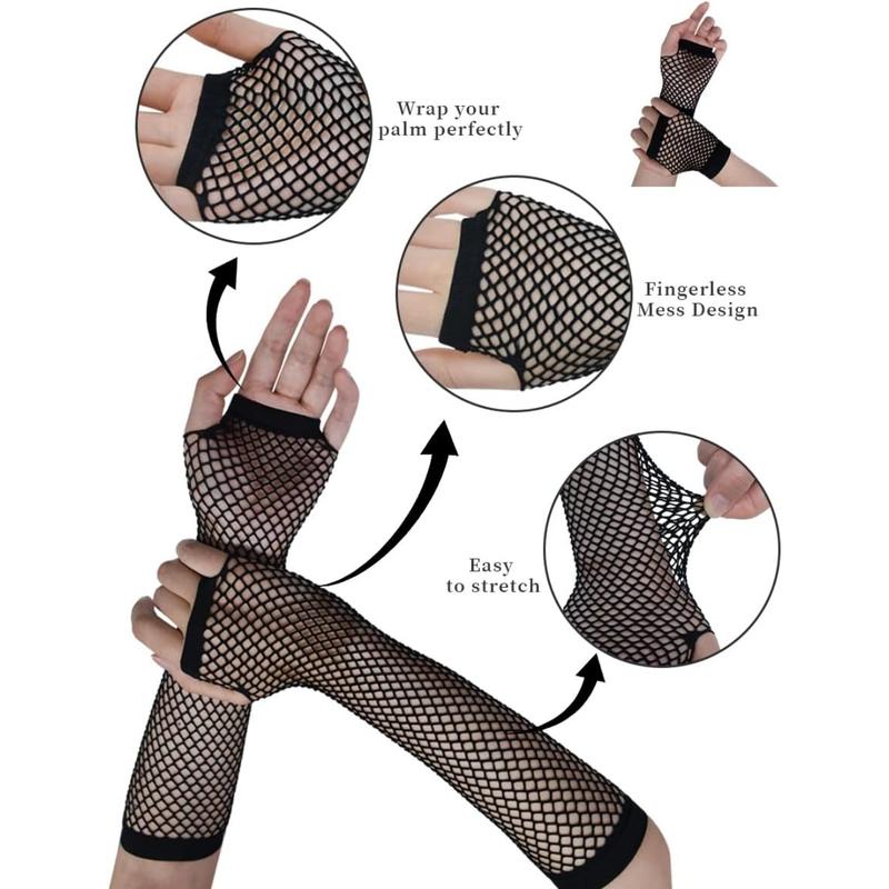13 Styles 80s Fishnet Gloves for Women and Girls in Theme Party Costume Accessories