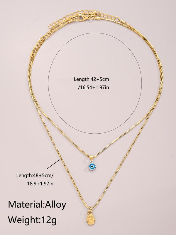 Fashion Eye Charm Pendant Layered Necklace for Women & Men, Fashion Jewelry for Party, Daily Clothing Decor, Trendy All-match & Exquisite Jewelry for Birthday Gift
