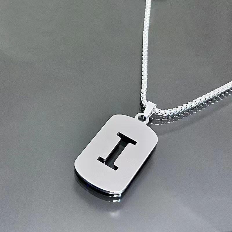 26-character English alphabet necklace Taigang chain for men and women, clothing accessories for couples, simple and versatile,hollow design