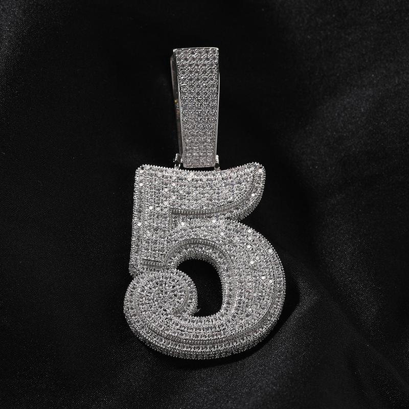 ICE WATER Large Number zirconia Pendant For DIY Hip Hop Couple