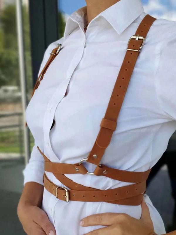 Women's Fashion Pu Leather Harness Belt, Casual Cute Lovely Belt for Daily Wear, Fashion Accessories for Party, Daily Clothing Decor