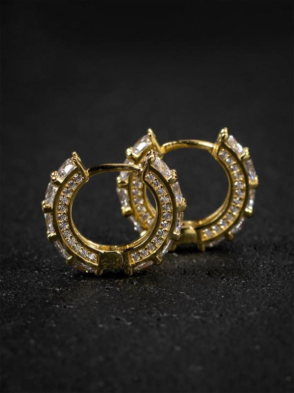 1 Pair Rhinestone Decorated Hoop Earrings, Fashionable Earrings for Women, Gifts for Anniversary Party
