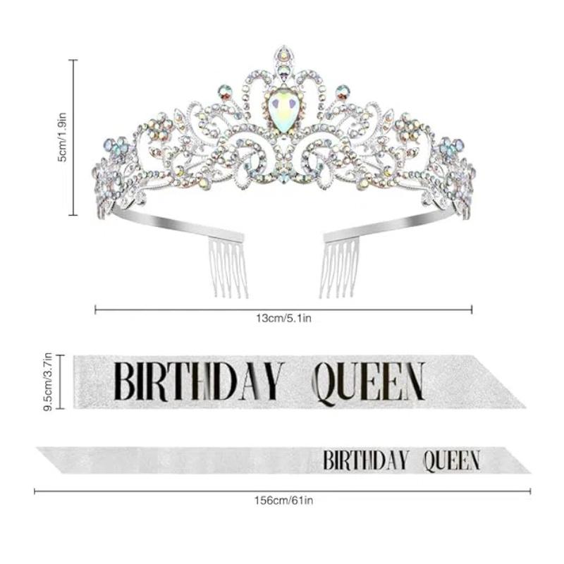 Birthday Sash for Women, Birthday Crown, Birthday Tiara, Birthday Queen Sash and Tiara for Women, Birthday Headband for Girls