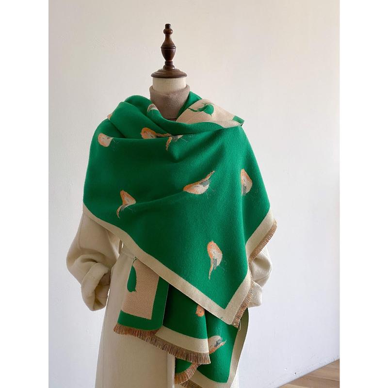 Thick Cashmere Blanket Women Scarf Warm Pashmina Shawl Winter Wraps Bufanda Print 2023 New Design Poncho Echarpe Female