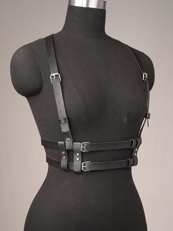 Women's Punk Style Pu Leather Harness Belt, Fashionable Gothic Style Harness Belt, PU Leather Body Strap for Daily Wear Fall Outfits Fall Freshness