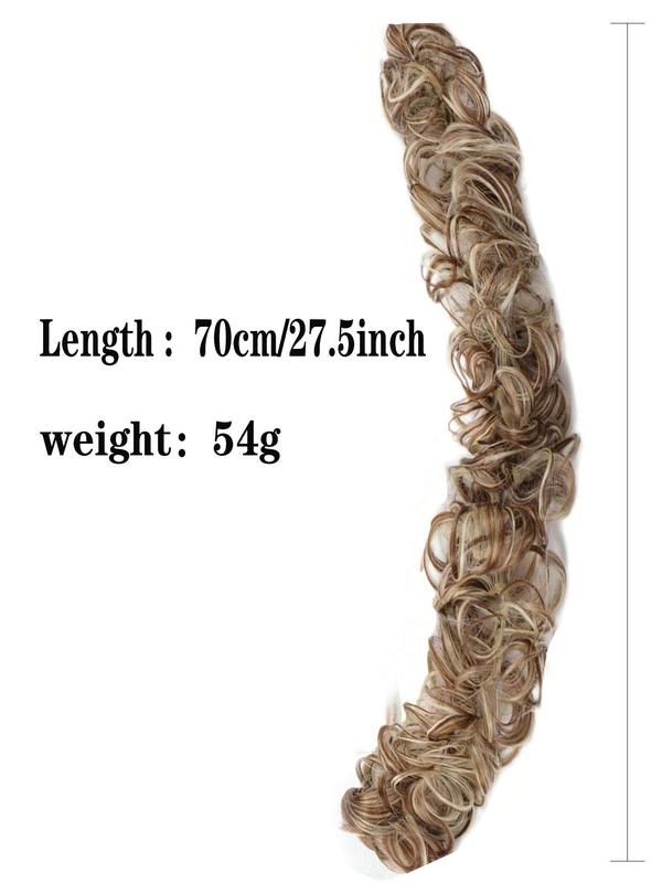 27.5 Inch Long Curly Hair Bun, Natural Fluffy Hair Bun, Synthetic Hairpiece for Women & Girls, Suitable for Daily Use, Party, Cosplay, Anime Or Costume Party