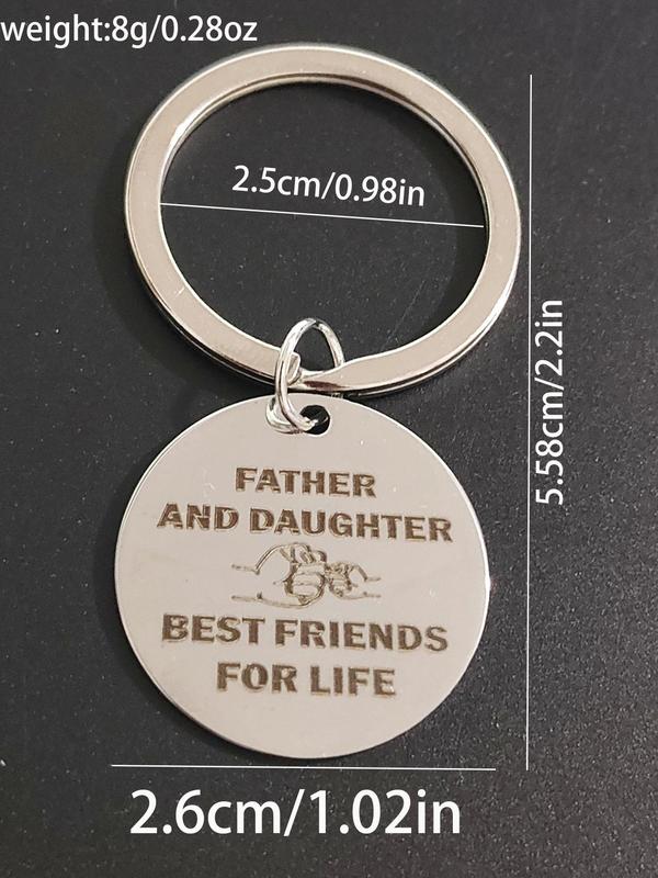 Round Stainless Steel Keychain, Dad and Daughter Hand Pattern Keychain for Car Keys, Fashion Keychain for Women & Men, Fashion Accessories for Daily Use