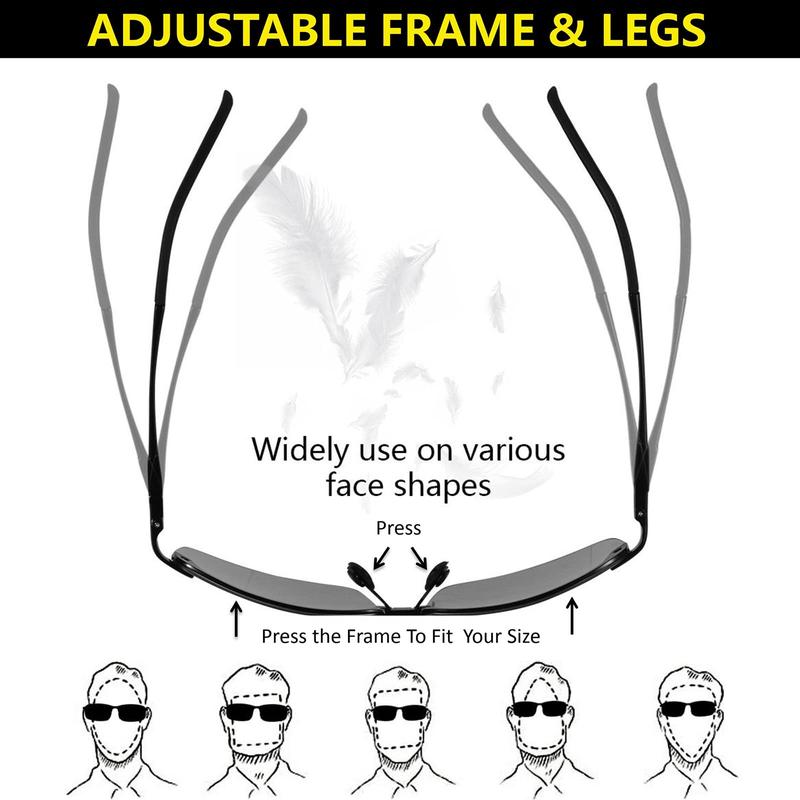 Photochromic Sports Sunglasses with Polarized Lens for Men and Women Outdoor Driving Cycling Fishing 100% UV400 Protection Anti Glare Eyeglasses