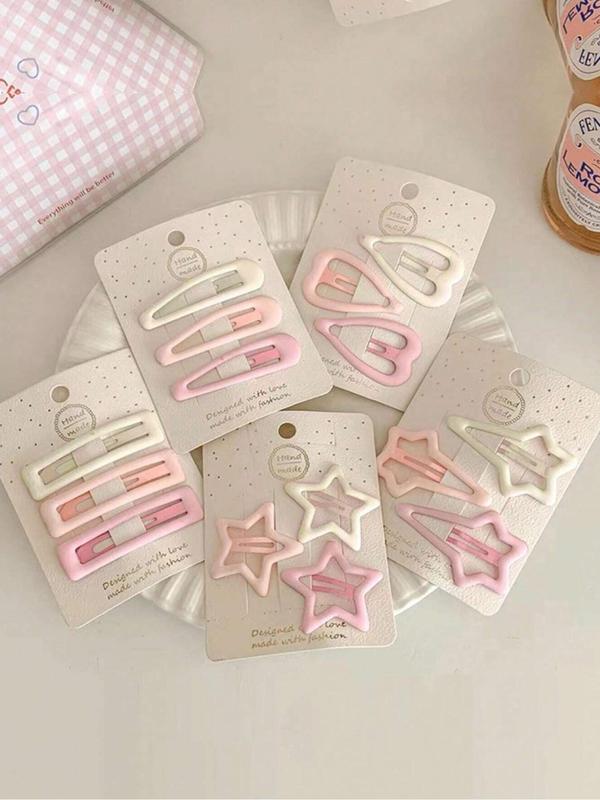 Summer Fashionable Star & Heart Design Hair Clips, 15pcs Casual And Versatile Hair Accessories for Women, Bangs Broken Hair Clip For Daily Life