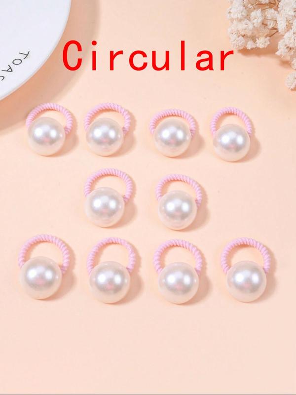 Cute Heart & Star & Bead Design Hair Ties, Faux Pearl Decor High Stretch Hair Ties, Fashion Hair Accessories for Women & Girls, Minimalist Headwear Suitable for Thick Hair