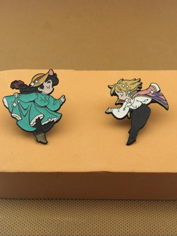 Cartoon Brooch, Cute Bag Accessories, Creative Girl Flame Couple Brooch, Fashion Accessories for Women & Men