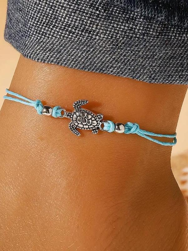 Women's Boho Style Turtle Charm Anklet,  Trendy All-match Retro Anklet for Women & Girls, Vintage Body Jewelry As Gift for Party & Daily Decor