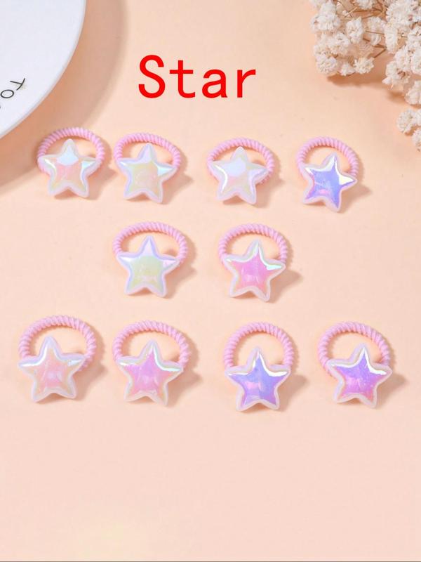 Cute Heart & Star & Bead Design Hair Ties, Faux Pearl Decor High Stretch Hair Ties, Fashion Hair Accessories for Women & Girls, Minimalist Headwear Suitable for Thick Hair