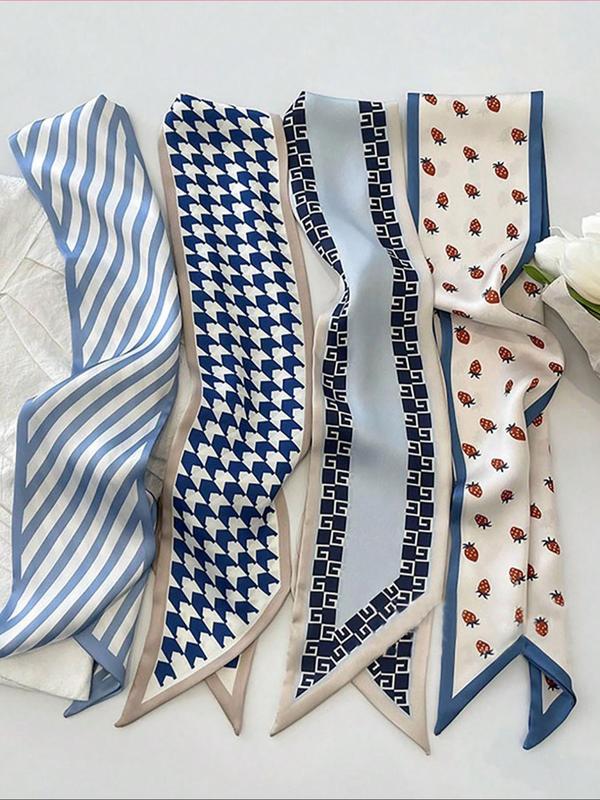 Women's Elegant Houndstooth & Fruit & Striped Pattern Hair Band, Casual Versatile Hair Accessories for Daily Wear, Minimalist Headwear Suitable for Thick Hair