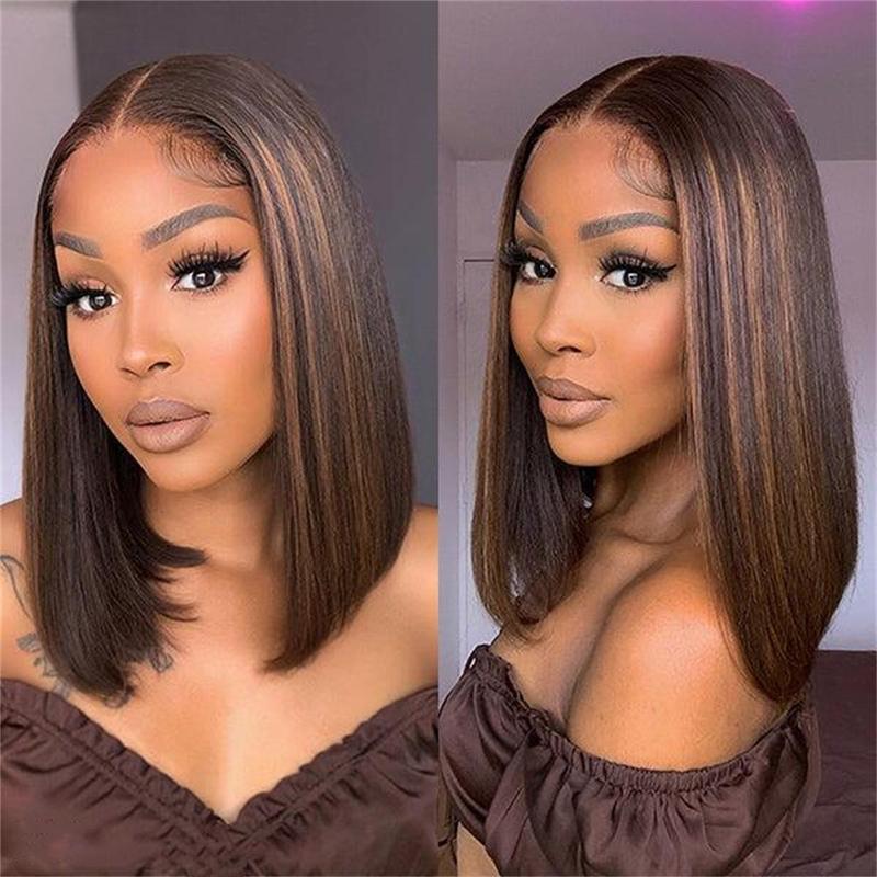 Megalook 12A Bob Wig Human Hair Ready to Wear Glueless Wig 6x5 Pre Cut Lace Closure Wig Real Pre Plucked Straight Short Bob Wigs Bleached Tiny Knots