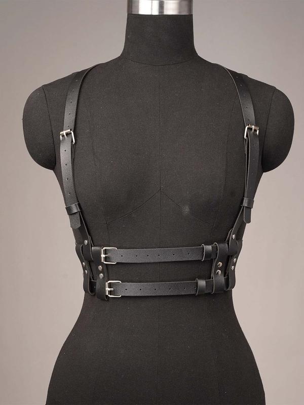 Women's Punk Style Pu Leather Harness Belt, Fashionable Gothic Style Harness Belt, PU Leather Body Strap for Daily Wear Fall Outfits Fall Freshness