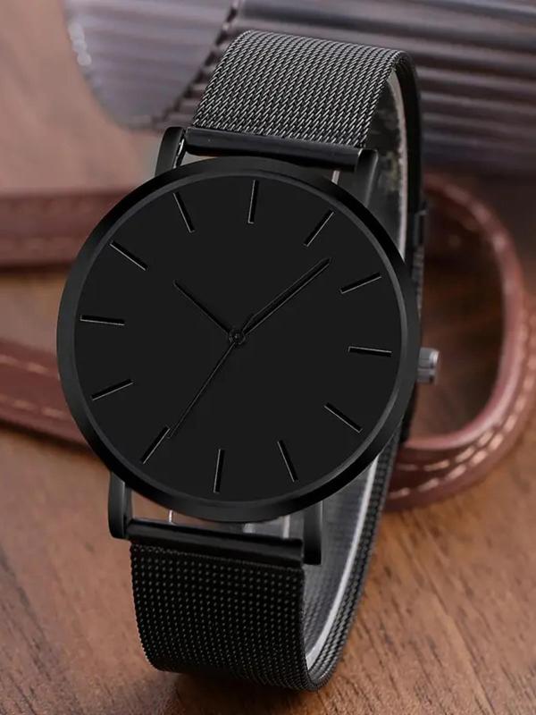 Men's Business Round Dial Quartz Watch & Braided Design Bracelet & Pendant Necklace Set, without Box, Trendy All-match & Exquisite Watch Set As Gift