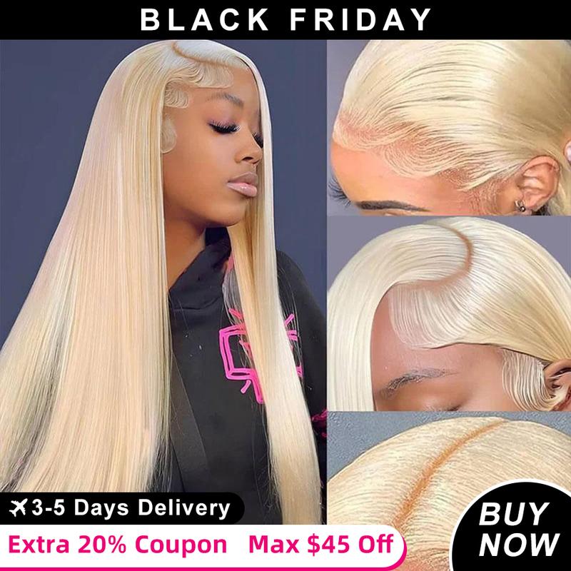 250% Density Blonde 613 13x6 HD Transparent Lace Frontal Wig Pre Plucked 613 13x4 Straight Lace Front Human Hair Wigs For Women Can Be Dyed