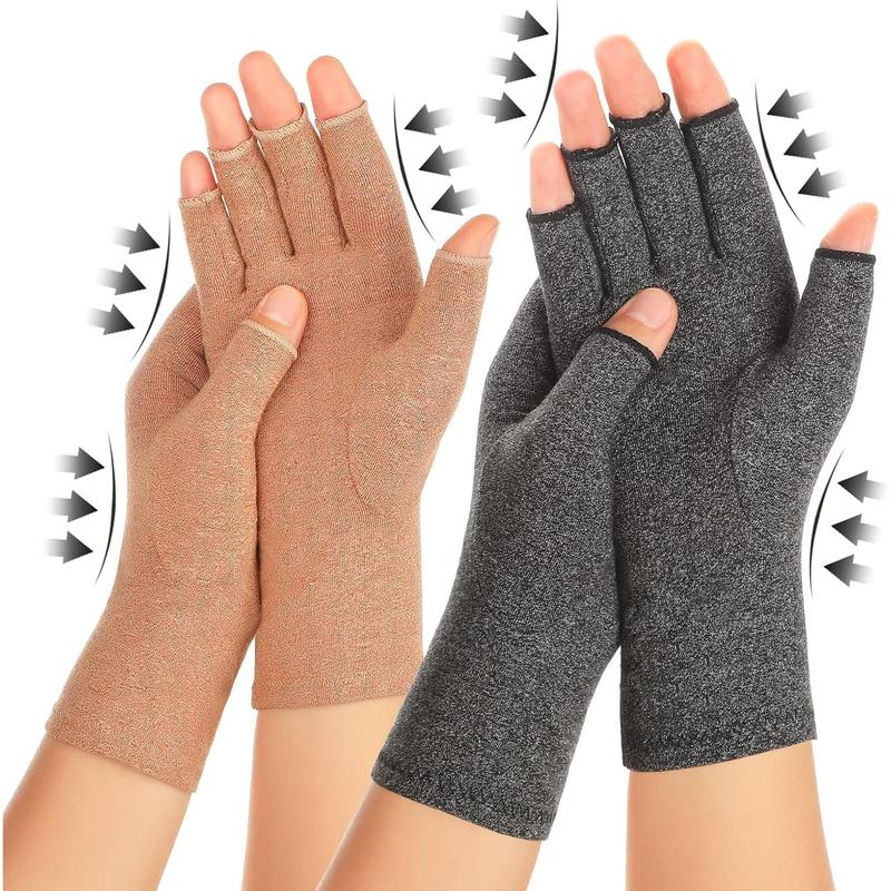 2 Pairs Arthritis Compression Gloves for Women Men, Carpal Tunnel Pain Relief, Fingerless Gloves for Typing and Daily Work