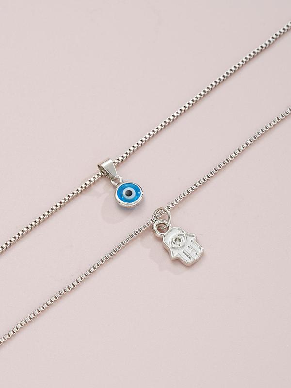 Fashion Eye Charm Pendant Layered Necklace for Women & Men, Fashion Jewelry for Party, Daily Clothing Decor, Trendy All-match & Exquisite Jewelry for Birthday Gift
