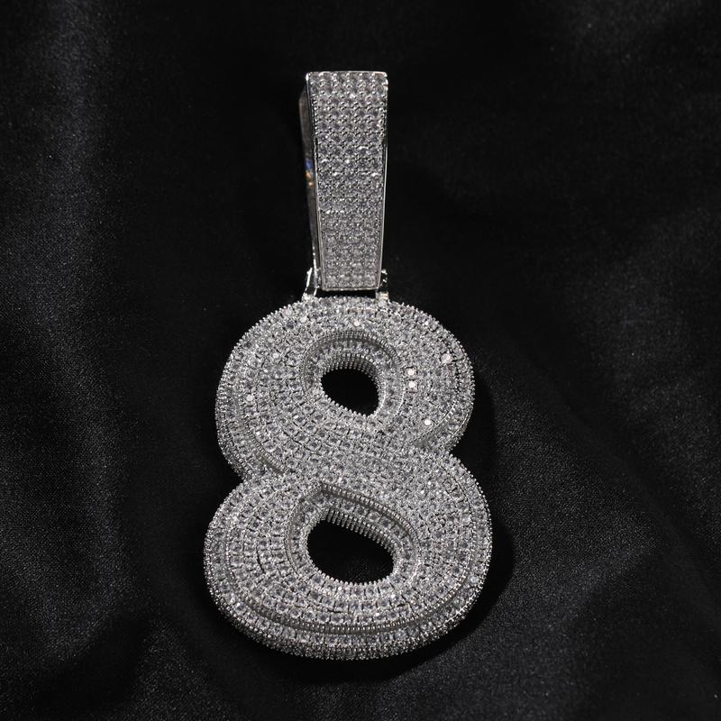 ICE WATER Large Number zirconia Pendant For DIY Hip Hop Couple