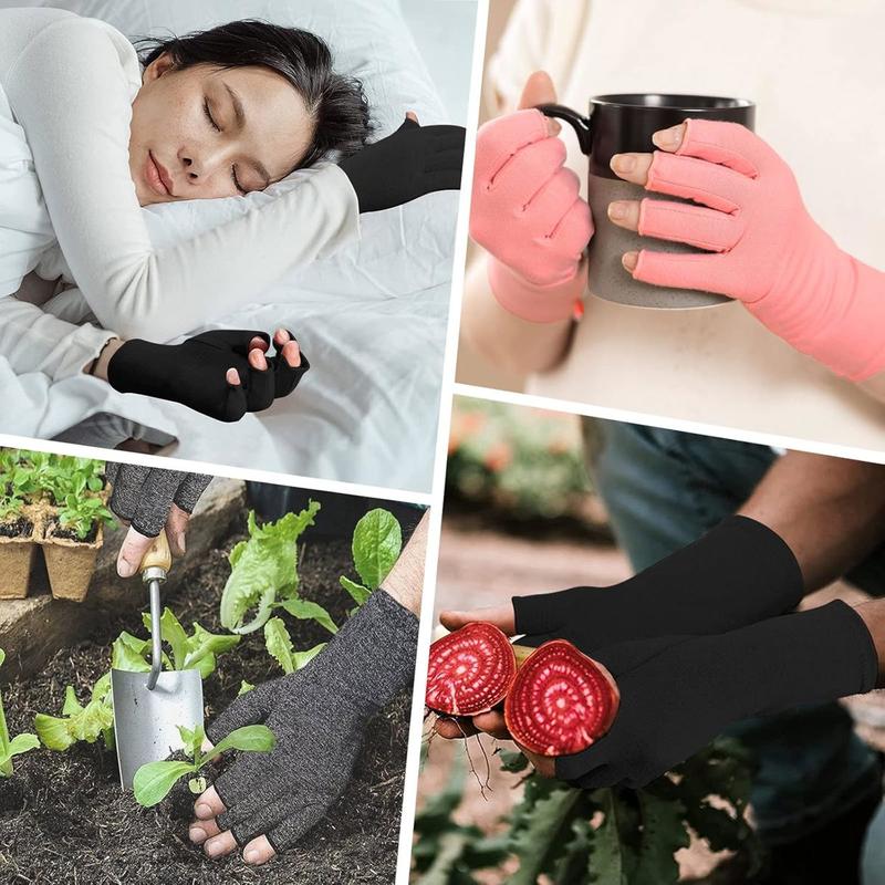 2 Pairs Arthritis Compression Gloves for Women Men, Carpal Tunnel Pain Relief, Fingerless Gloves for Typing and Daily Work