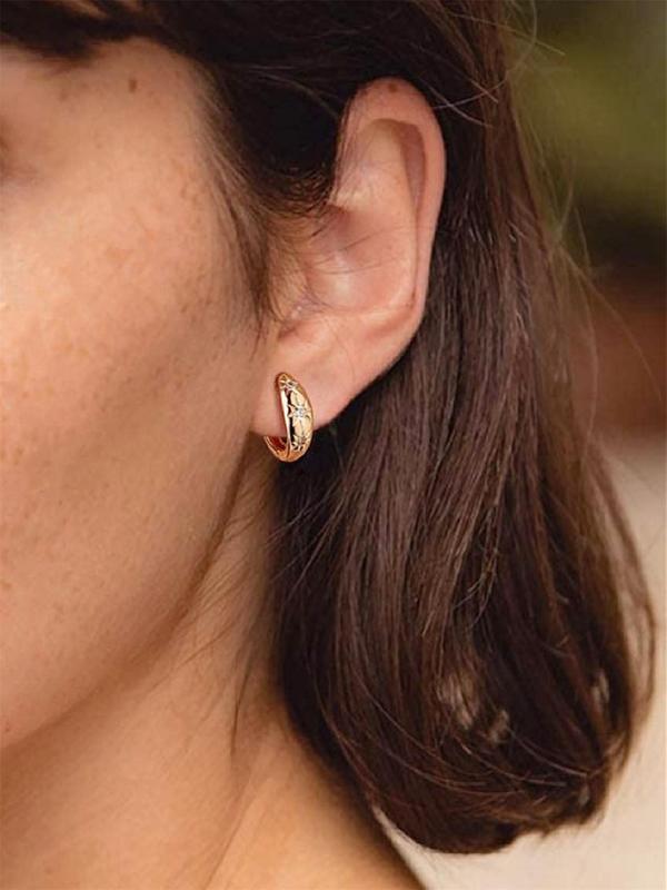 Rhinestone Decor Hoop Earrings As Gift for Girlfriend, Fashionable Earrings for Women for Party, Daily Clothing Decor, Trendy All-match & Exquisite Jewelry for Birthday Gift