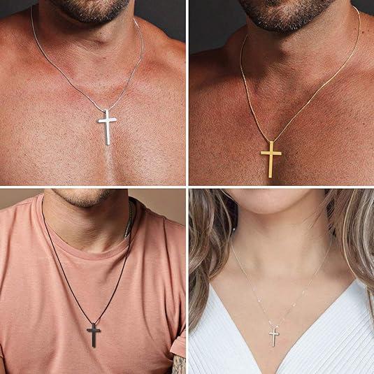 Cross Chain，Cross Necklace for Men Women, Cross Necklace, Silver Gold Black Cross Necklaces for Men, Mens Cross Necklaces, Cross Pendant