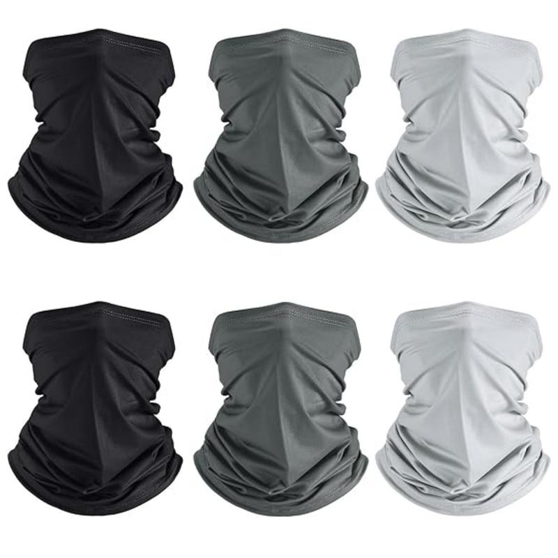 Solid Color Face Mask, 6 Counts set Breathable Windproof Sun Protection Face Cover, Sports & Outdoor Clothes Accessories for Men & Women