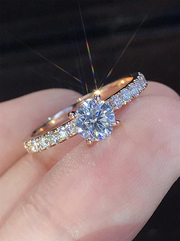 Elegant Rhinestone Decorated Ring for Women, Fashion Matching Jewelry for Party, Daily Clothing Decor, Trendy Wedding Engagement Anniversary Party Jewelry Gifts