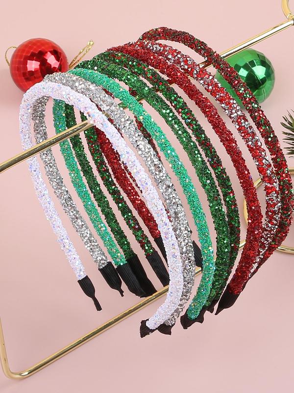 Christmas Theme Rhinestone Decorated Hair Hoops, Elegant Glitter Hair Hoop for Women & Girls, Fashion Hair Accessories for Party, Daily Clothing Decor