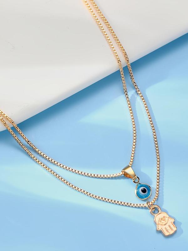 Fashion Eye Charm Pendant Layered Necklace for Women & Men, Fashion Jewelry for Party, Daily Clothing Decor, Trendy All-match & Exquisite Jewelry for Birthday Gift
