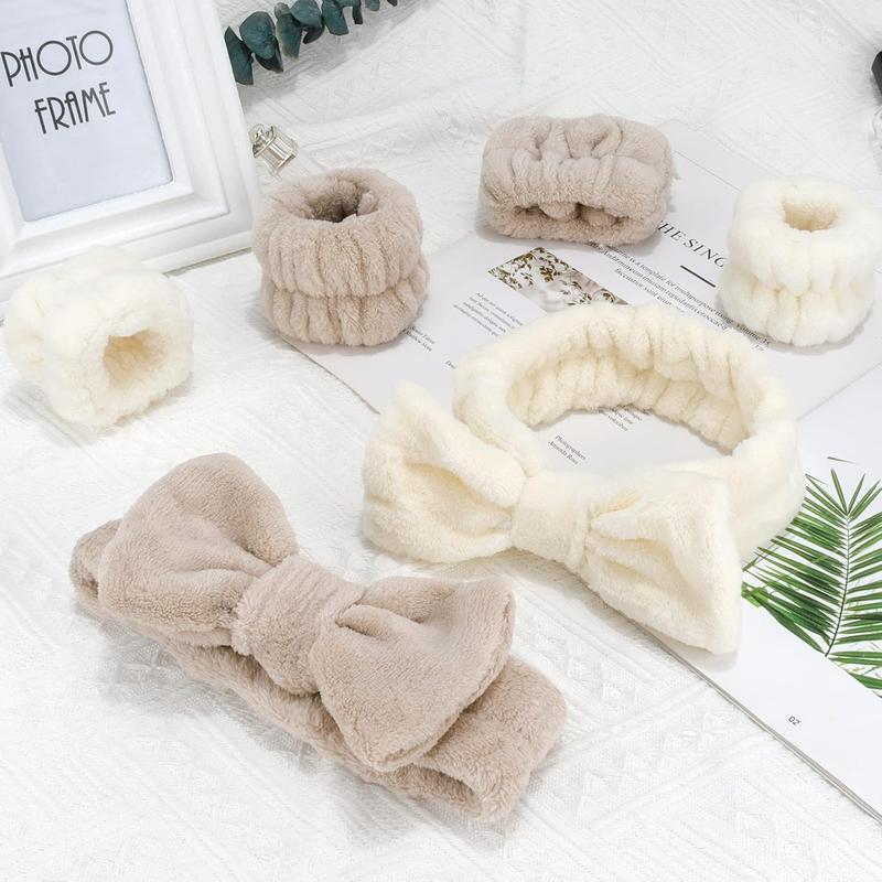 6PCS Spa Headband and Wristband Set, Face Wash Headband Makeup Skincare Headband Wrist Bands