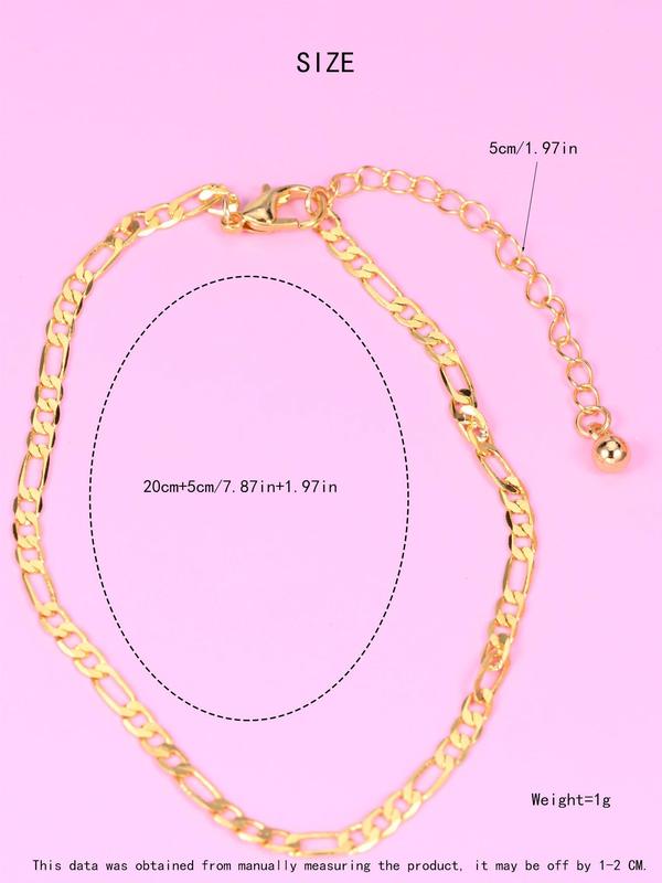 Simple Style Chain Anklet, Fashionable Stainless Steel Anklet for Women & Girls, Casual Adjustable Ankle Bracelet for Party, Daily Clothing Decor, Birthday Gift
