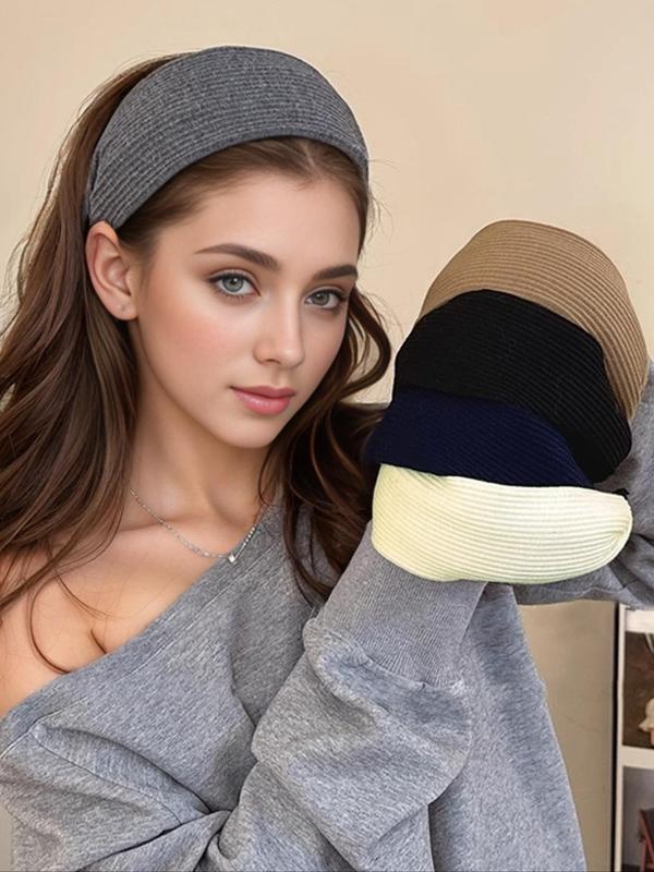 2024 New Style Solid Color Wide Band Hair Hoop, Casual Versatile Hair Accessories for Women, Minimalist Headwear Suitable for Thick Hair Hairstyles Ideas