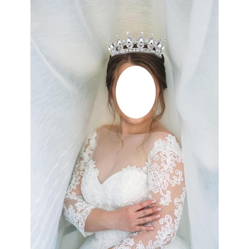 Silver Colour Crown for Women Faux Crystal Wedding Tiara and Crowns for Girls Rhinestones Queen Headband Princess Hair Accessories for Big Party Bridal Birthday Prom Costume Cosplay