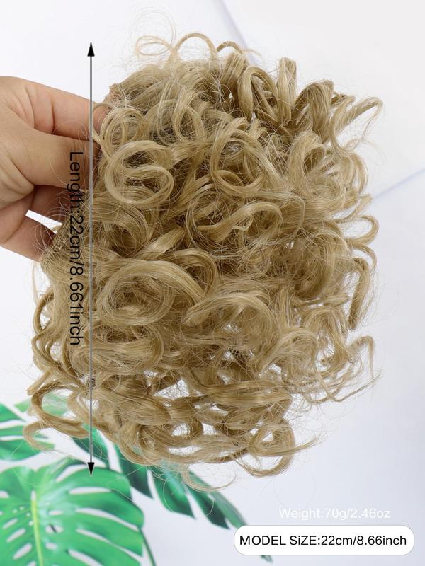 Messy Bun Hair Piece for Women, Elastic Drawstring Loose Wave Curly Hair Buns, Synthetic Hair Bun, Hair Extensions for Women Daily Use, Fall Outfit、Fall Freshness