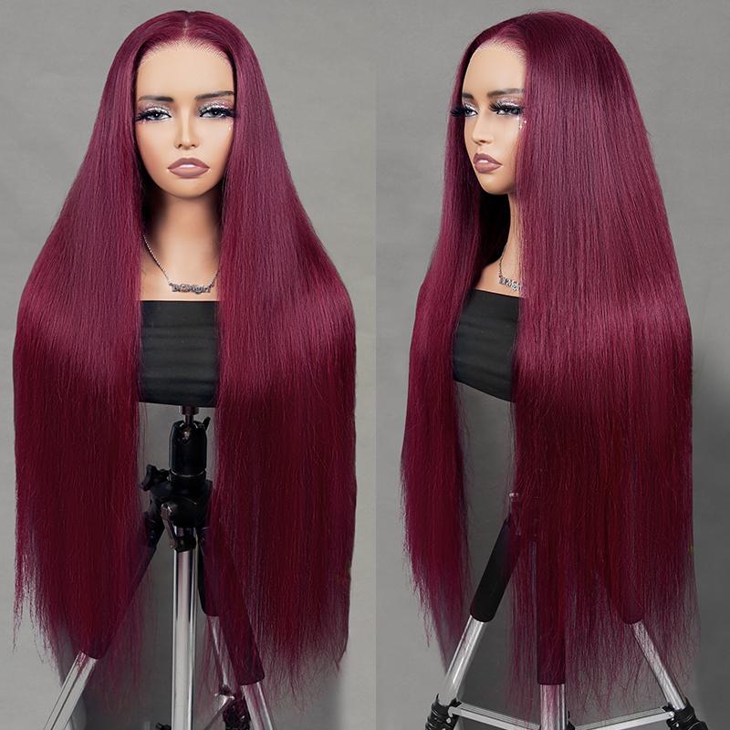 99J Burgundy Straight 6*4 Wear Go Pre Plucked Pre Cut Glueless Lace Closure Wig BGMgirl Colored Wig