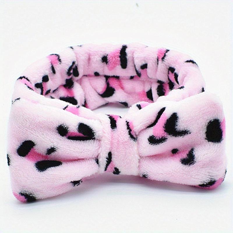 Leopard Print Bowknot Headbands for Women - Flannel Makeup Hairbands, Woven Polyester Fiber, Suitable for Normal Hair Type - Hairband Hair Hoop for Face Wash and Makeup-5