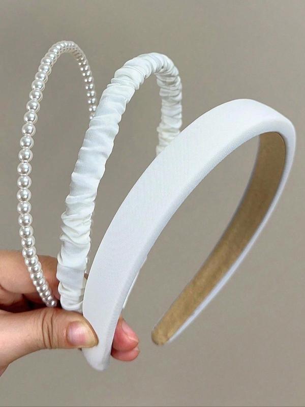 Faux Pearl Decorated Headband, Fashionable Hair Accessories for Women & Girls, Minimalist Headwear Suitable for Thick Hair
