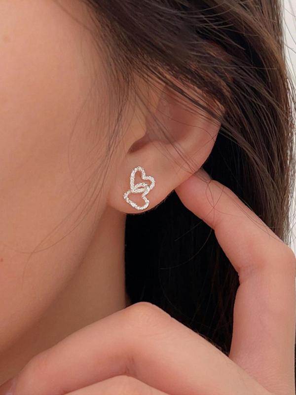 Heart Design Stud Earrings, Fashionable Textured Earrings for Women for Party, Daily Clothing Decor, Trendy All-match & Exquisite Jewelry for Birthday Gift