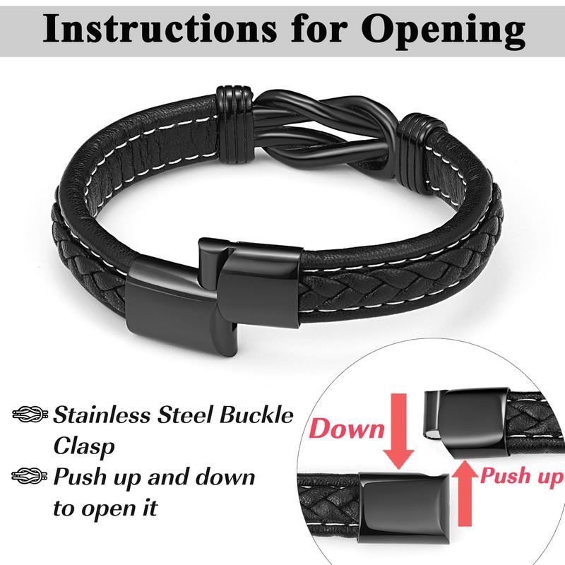 Forever Linked Together Leather Bracelet for Boys Men's Birthday Anniversary Christmas Valentine's Day Gifts