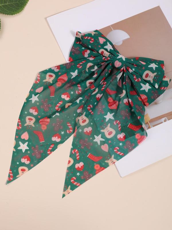 Cute Christmas Themed Bow Decor Hair Clip, 1 Count 5 Counts Cute Hair Accessories for Women & Girls, Minimalist Headwear Suitable for Thick Hair Hairstyles Ideas