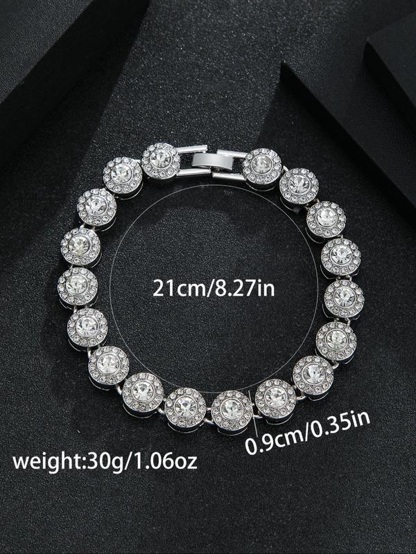Rhinestone Decor Glittering Necklace Bracelet, Fashion Jewelry for Party, Daily Decor, Trendy All-match & Exquisite Hip Hop Jewelry for Birthday Gift
