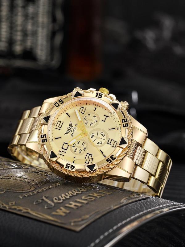 Men's Business Fashion Round Dial Analog Quartz Watch, Fashion Watch for Party, Daily Decor, Trendy All-match & Exquisite Watch for Birthday Gift with Box
