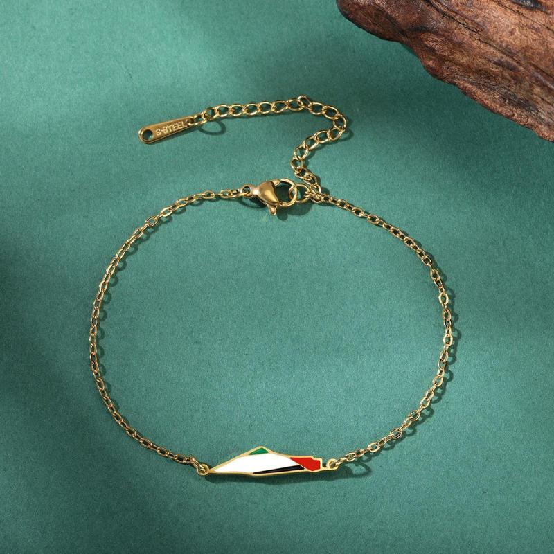New Palestine Map Double Bead Necklace Women's Bracelet Stainless Steel Jewelry
