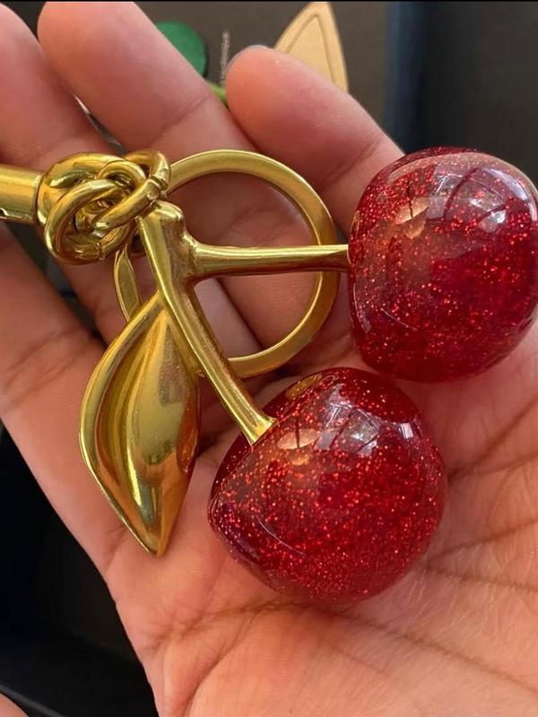 Cute Cherry Design Keychain, Fashionable Novelty Keychain for Women & Men, Trendy All-match Keychain for Birthday Gift