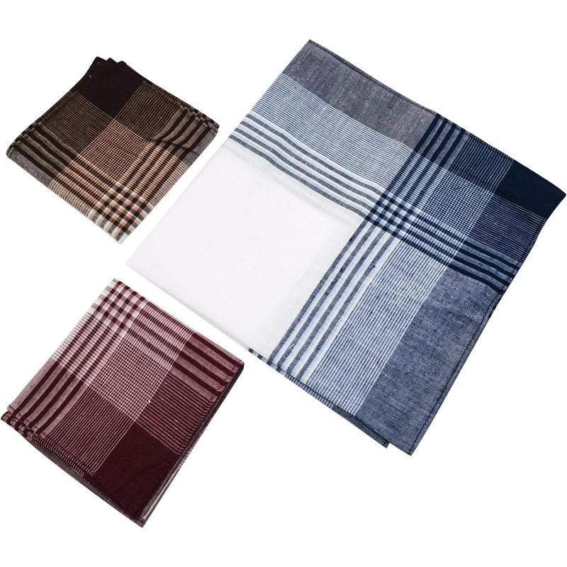 Men's Handkerchiefs 100% Cotton Handkerchief with Check