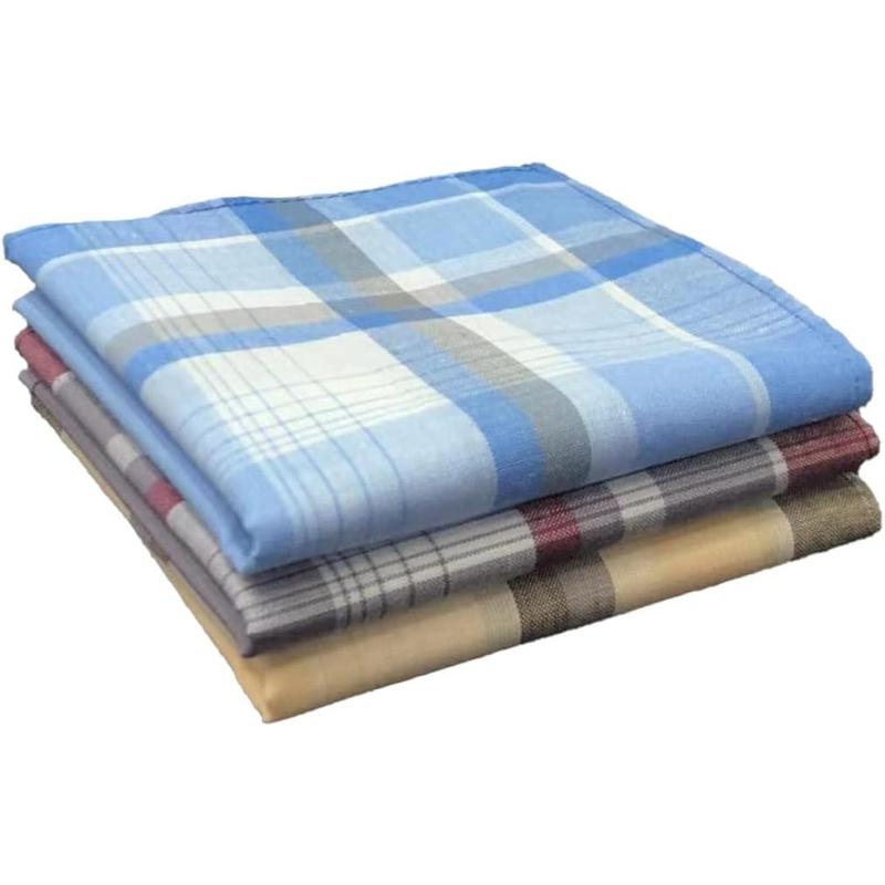 Men's Handkerchiefs 100% Cotton Handkerchief with Check